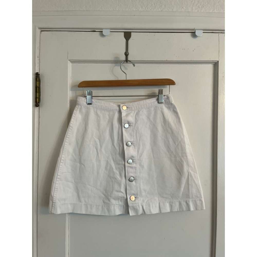 American Apparel White Womens Size Medium Button Front Skirt Made in USA